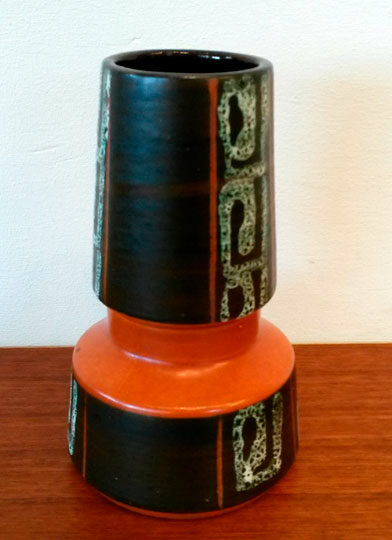 boligtilbehoer vase west germany keramik sort orange
